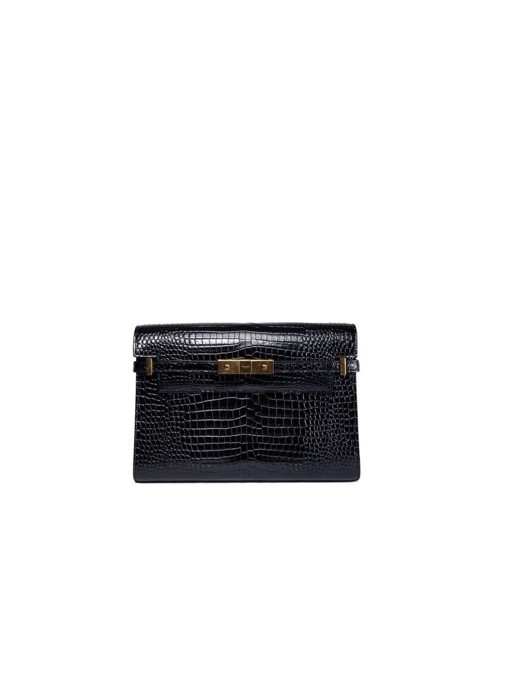 YSL Saint Laurent Manhattan Clutch in Croc-Embossed Leather